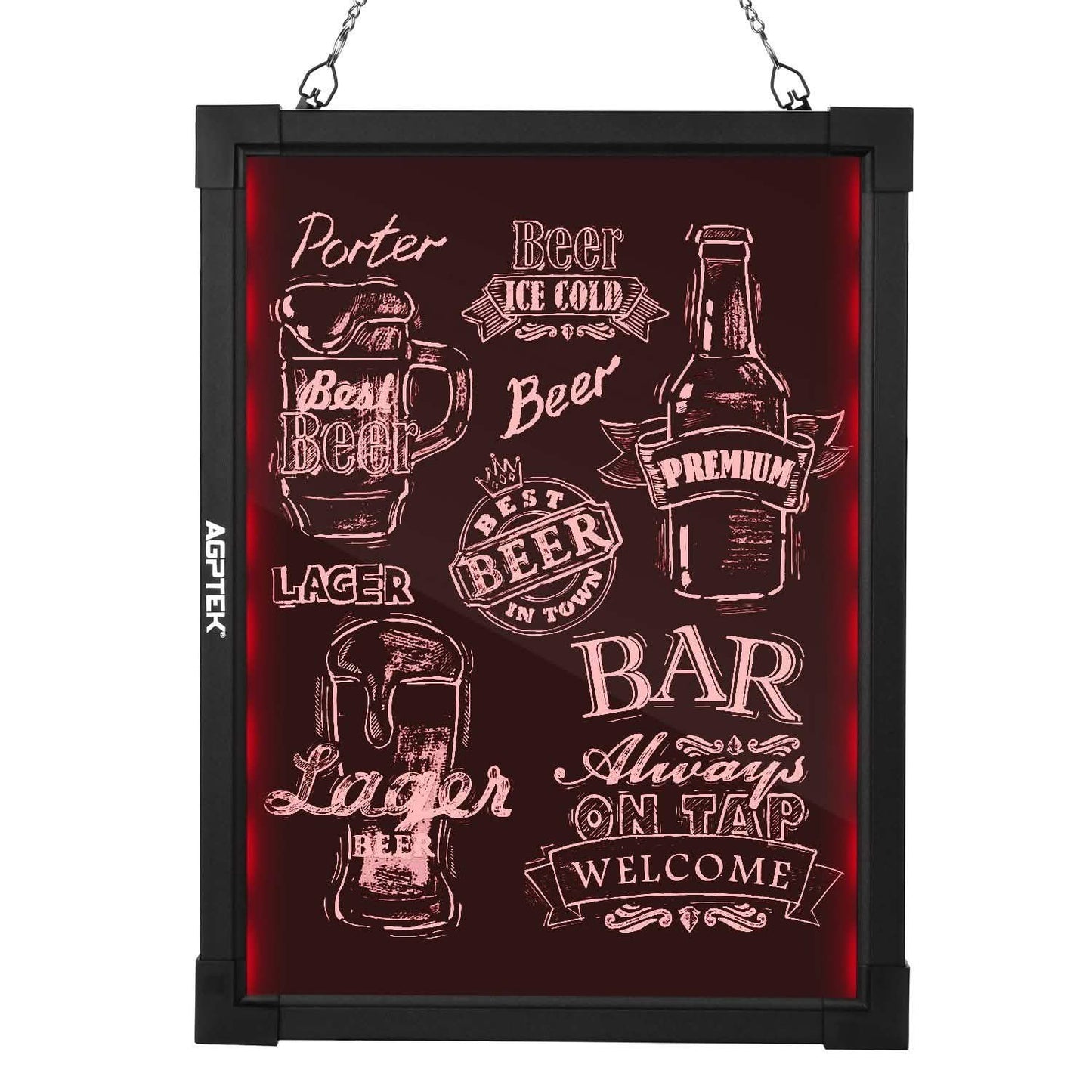 Pizarra LED Borrable Iluminada con Mando a Distancia AGPtek de 24"×16"