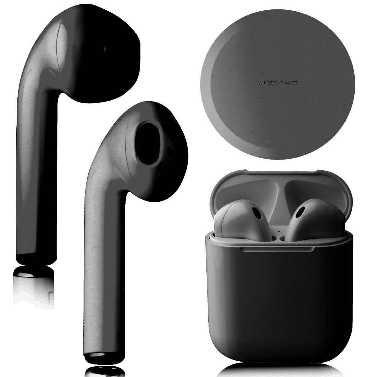 Auriculares inalámbricos Bluetooth Airbuds con estuche de carga y base de carga Qi de regalo
