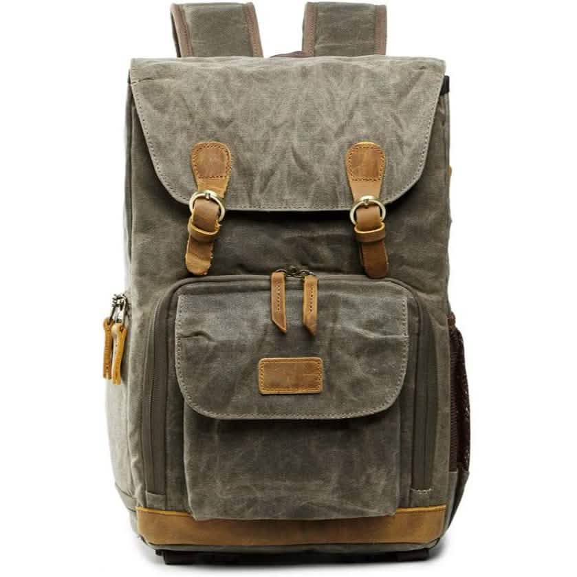Bolsa de cámara de lona Allacki impermeable y a prueba de golpes, mochila de viaje estilo retro