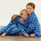Pijama de niño mayor con diseño de libro de jugadas de fútbol azul