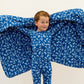 Pijama de niño mayor con diseño de libro de jugadas de fútbol azul