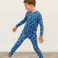 Pijama de niño mayor con diseño de libro de jugadas de fútbol azul