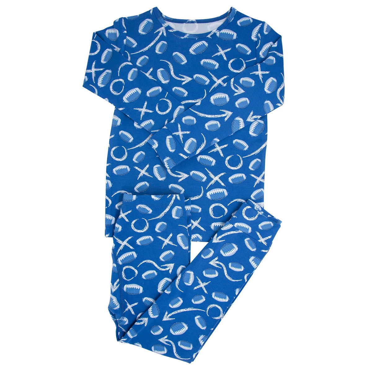 Pijama de niño mayor con diseño de libro de jugadas de fútbol azul