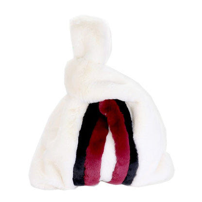 Amalia Colorblock Fluffy Faux Fur Slouchy Tote Bag Handbag