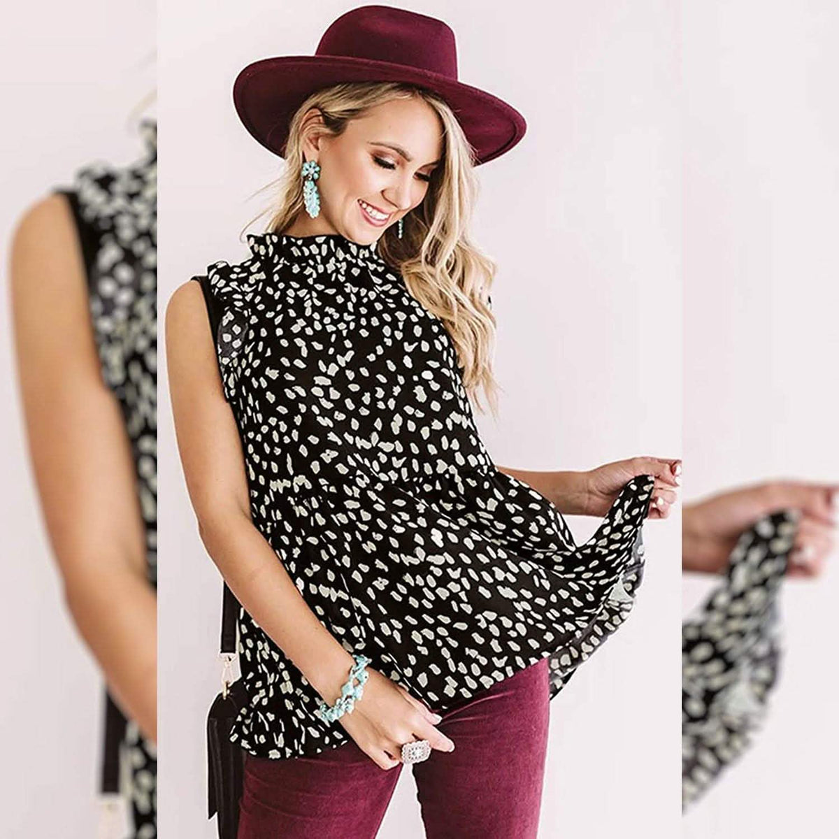 Blusa Túnica Babydoll Informal Estampado Floral para Mujer Angashion