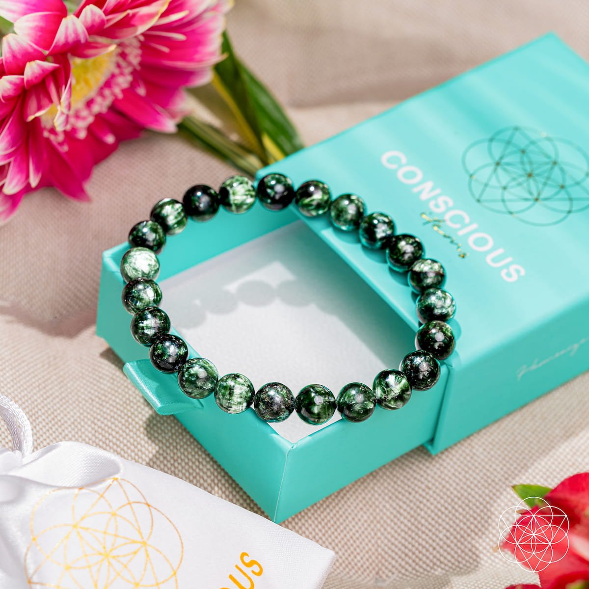 Energía Angelical – Pulsera de Serafinita Rara para la Transformación