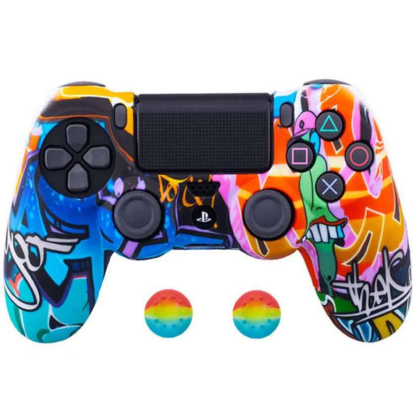 Set de funda de silicona antideslizante y empuñaduras para PS4