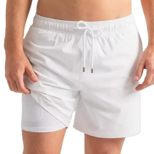 Bañador y pantalón corto híbrido Arctic White con forro de compresión para playa y resort