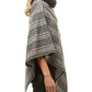 Aubrie Cozy Warm Plaid Checkered Super Sofy Faux Fur Collar Poncho