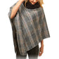 Aubrie Cozy Warm Plaid Checkered Super Sofy Faux Fur Collar Poncho