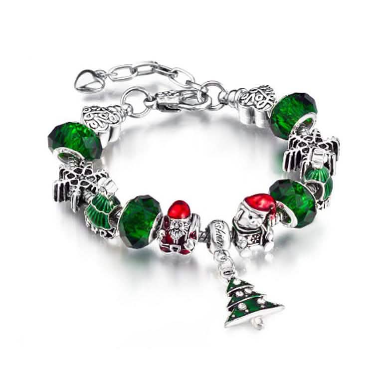 Pulsera de dijes navideños con cristales austriacos