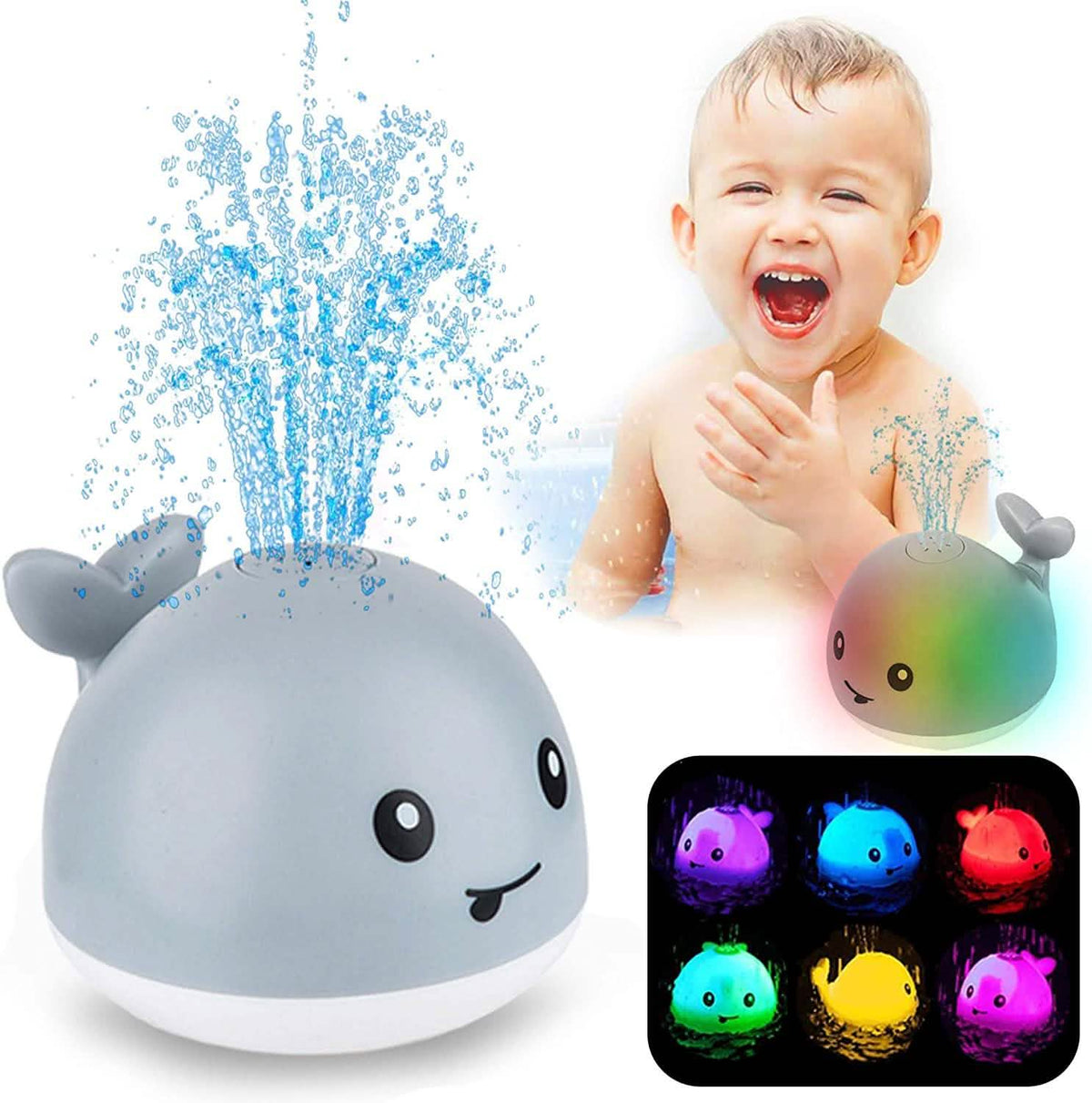 Juguete De Ballena Con Rociador Automático De Agua Y Siete Tipos De Luces Parpadeantes Para Niños Pequeños