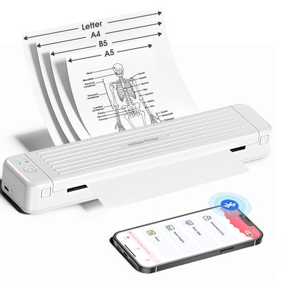 Impresora Portátil Impresora de Transferencia de Calor P831 Soporta Papel Normal de Copia A4 8.5 x 11 Inalámbrico Bluetooth para Teléfono Tableta Impresoras Portátiles Inalámbricas para Viajes Uso Doméstico