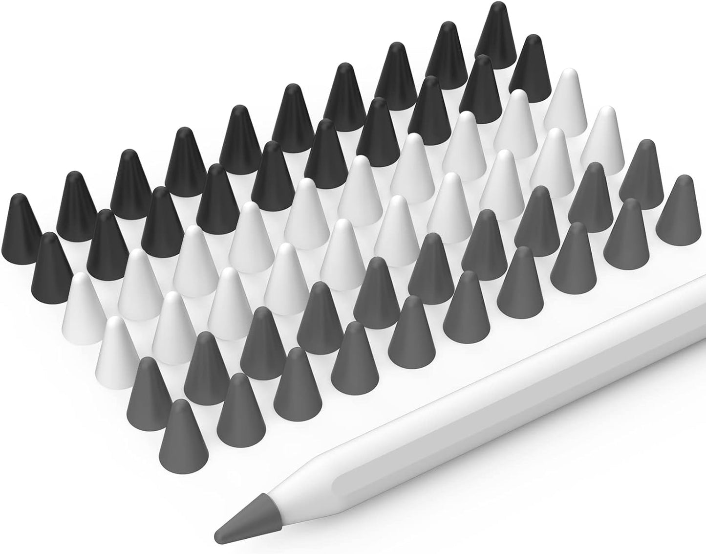 BEAUDOM Paquete de 40 protectores de puntas de silicona compatibles con Apple Pencil de 2ª generación, Apple Pencil de 1ª generación y Apple Pencil USB-C (negro + blanco + gris)