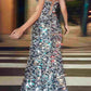 Cinderella Divine B1141 - Atuendo largo hasta el suelo, sexy, escote en V, paillettes, ajustado, con abertura lateral