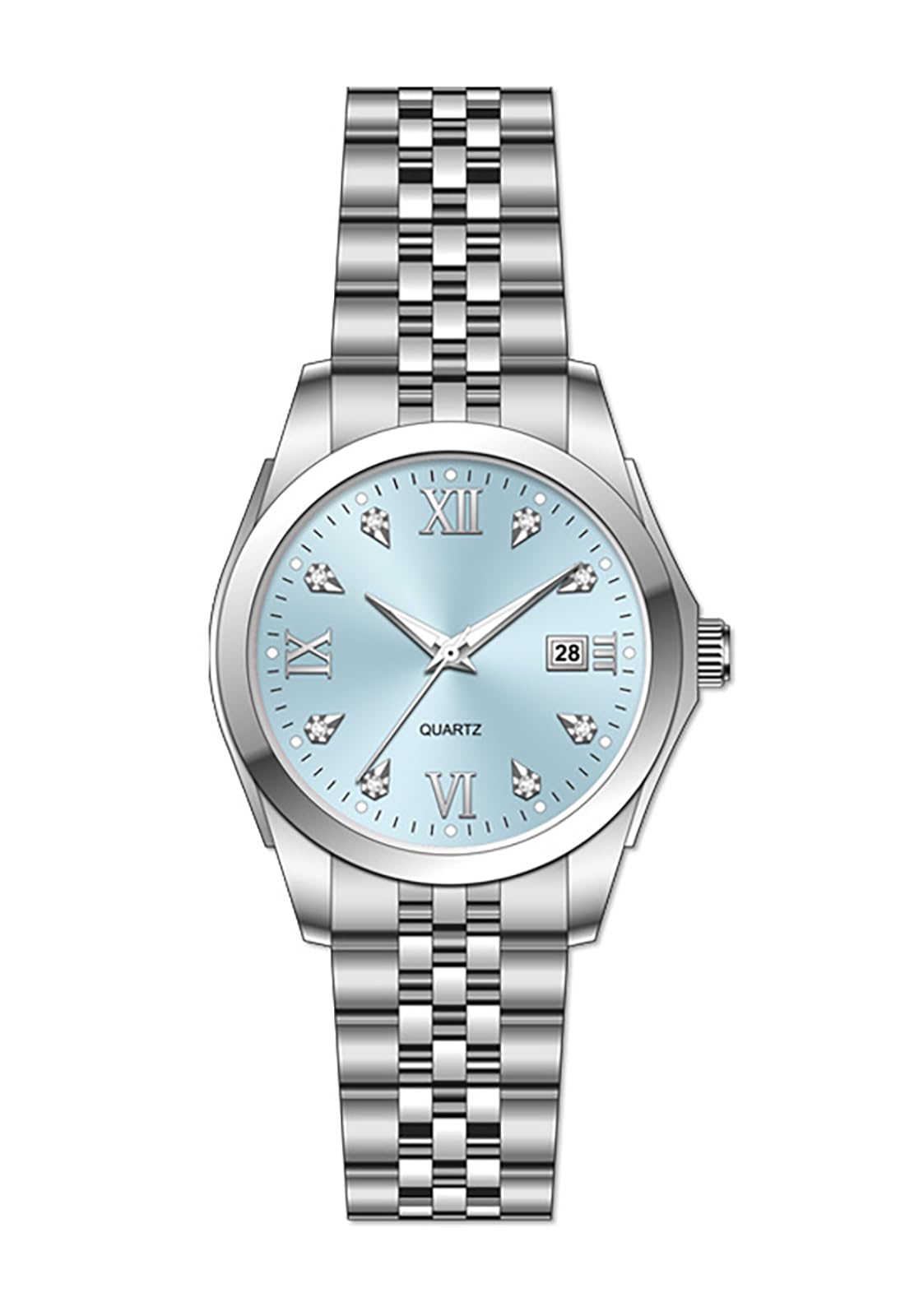 Reloj de pulsera BESTKANG para mujer, reloj de cuarzo de acero inoxidable, reloj luminoso resistente al agua, relojes de negocios para mujer (azul)
