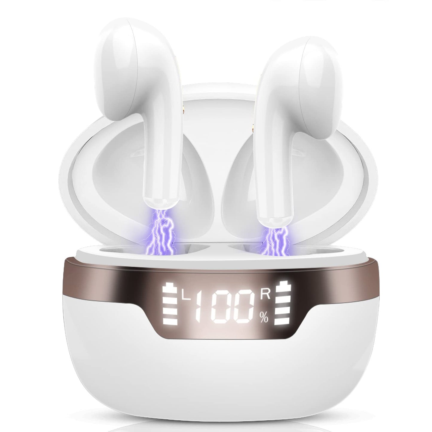 Auriculares inalámbricos Bluetooth 5.2 con micrófono HD [2023] Auriculares Bluetooth intrauditivos, graves profundos, auriculares Bluetooth impermeables IP7, 40 horas de reproducción, auriculares para iPhone, Android, USB-C