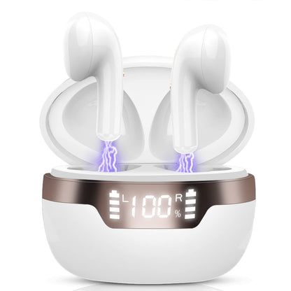 Auriculares inalámbricos Bluetooth 5.2 con micrófono HD [2023] Auriculares Bluetooth intrauditivos, graves profundos, auriculares Bluetooth impermeables IP7, 40 horas de reproducción, auriculares para iPhone, Android, USB-C