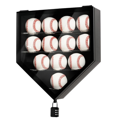 J JACKCUBE DESIGN Estuche con marco de exhibición de béisbol, soporte para 12 pelotas con puerta acrílica con protección UV, vitrina de pared, estante de gabinete para colección de jonrones autografiados, recuerdos, pelota- MK955A