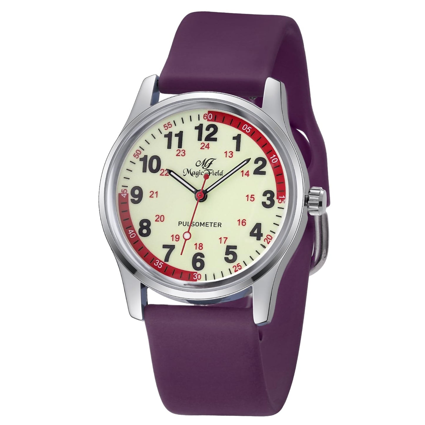 ManChDa Reloj de enfermera para enfermería Reloj médico de enfermera para mujer Reloj de enfermera de silicona con segundero de enfermera Reloj de enfermera fácil de leer Reloj militar Reloj impermeable luminoso Reloj de 24 horas Reloj morado