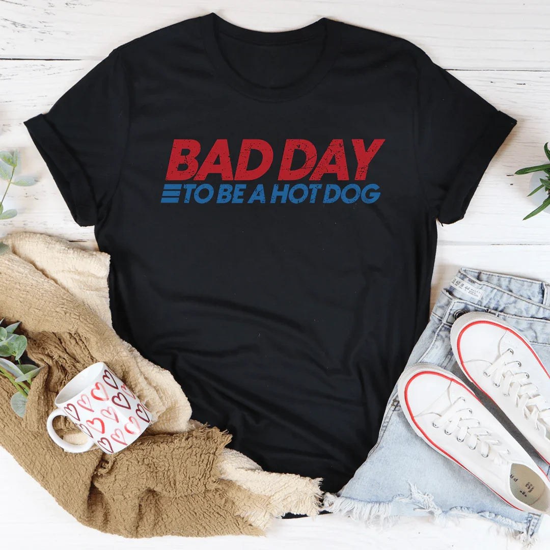 Retro Summer BBQ Graphic T-Shirt – "Bad Day To Be A Hot Dog" Tee