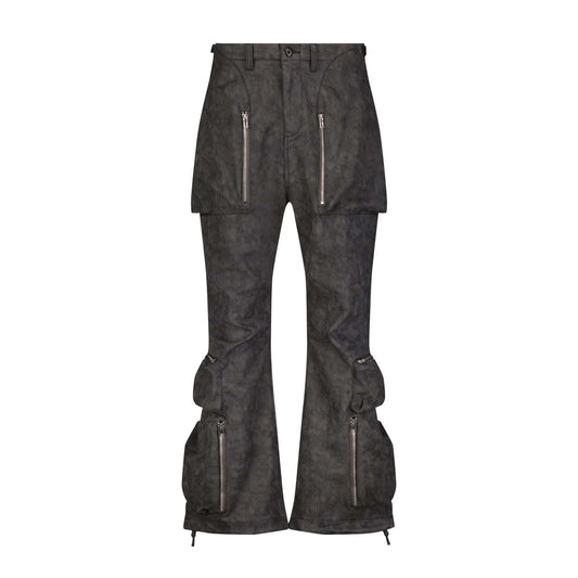 Pantalones Cargo Anchos Gris Oscuro