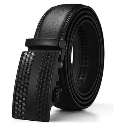 Cinturón de cuero de Barbados para hombre con hebilla maciza y trinquete automático
