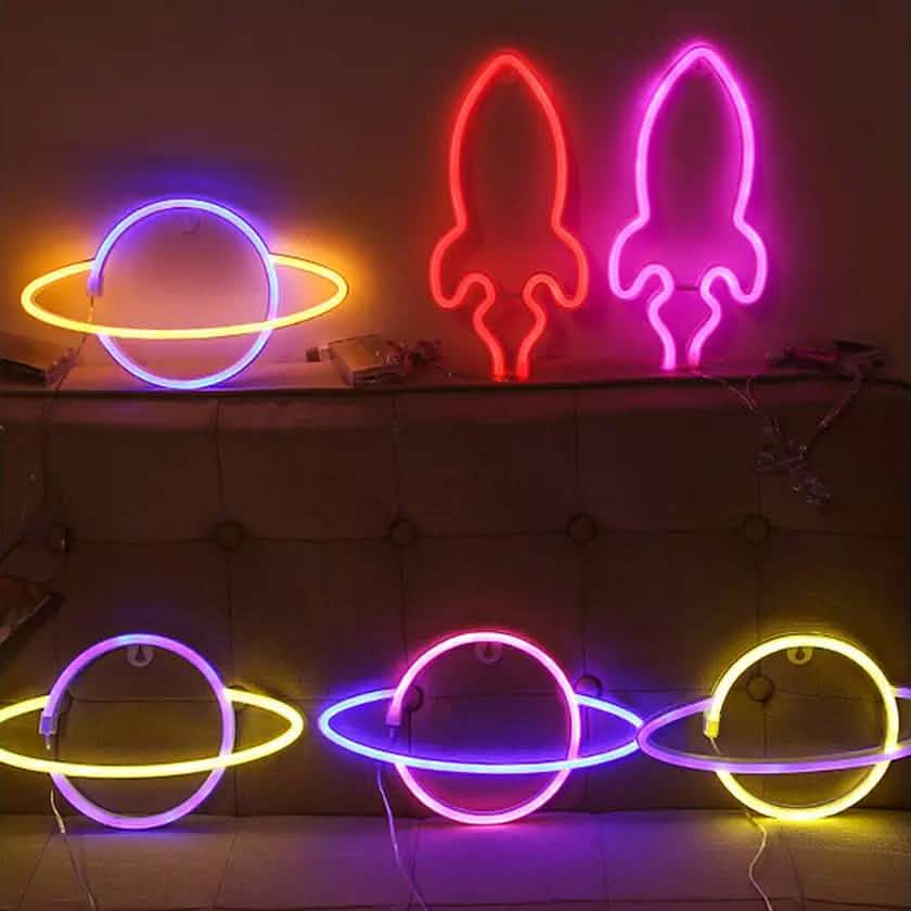 Letreros de neón LED USB a pilas para pared, decoración nocturna del hogar