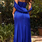 Cinderella Divine BD109 Long Satin Cowl Back Wrap Dress
