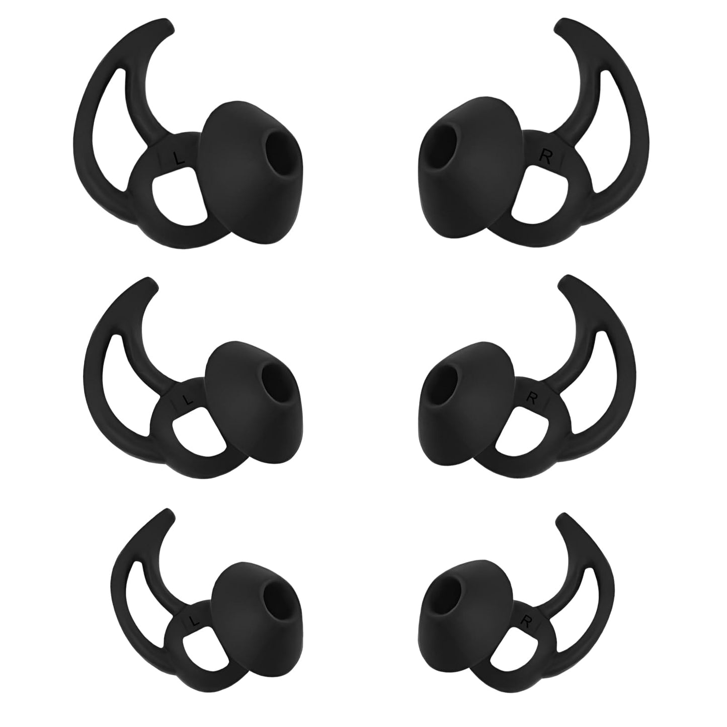 WKYMY Puntas de repuesto para auriculares, de silicona, compatibles con Bose Quietcomfort y Sport, puntas de goma para auriculares, 3 pares S M L Negro