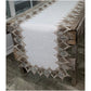 Lace Runner Neutral Earth Tones on White Jacquard Table Runner Dresser Scarf Coffee Table Runner (16Wx54L)