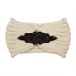 Beaded Flower Applique Knit Headband Earmuff Ear Warmer