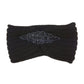 Beaded Flower Applique Knit Headband Earmuff Ear Warmer