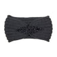Beaded Flower Applique Knit Headband Earmuff Ear Warmer