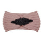 Beaded Flower Applique Knit Headband Earmuff Ear Warmer