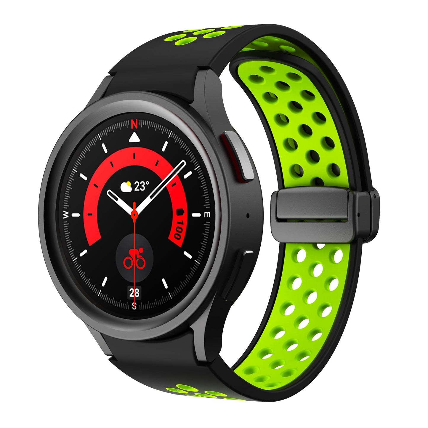 Correa de reloj de silicona sin huecos compatible con Samsung Galaxy Watch 5 Pro 45 mm/Galaxy Watch 5 44 mm 40 mm/Watch 4 44 mm 40 mm/Watch 4 Classic 42 mm 46 mm, correa de reloj deportiva con cierre plegable magnético ajustable
