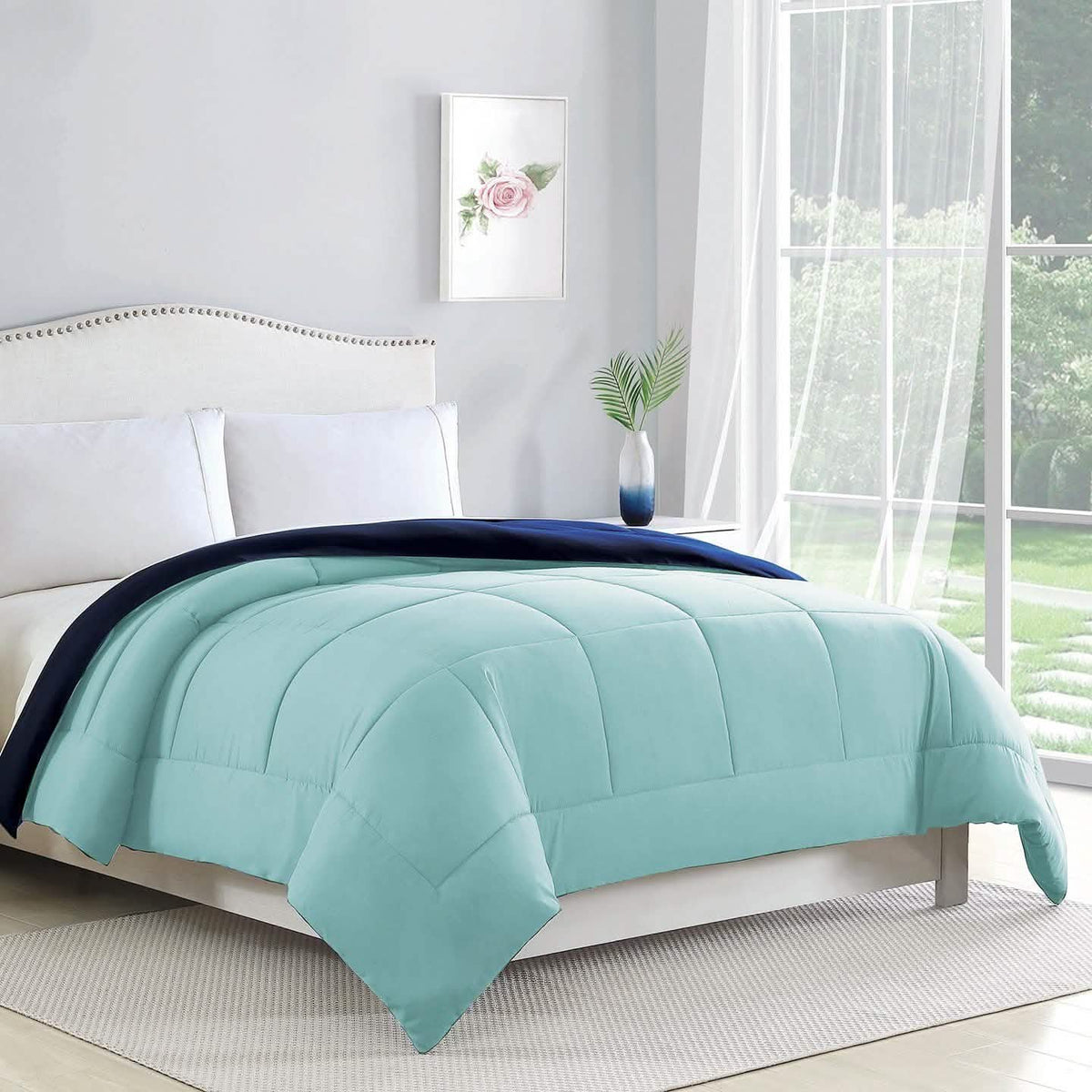 Edredón reversible de doble tono de plumón alternativo de Bibb Home