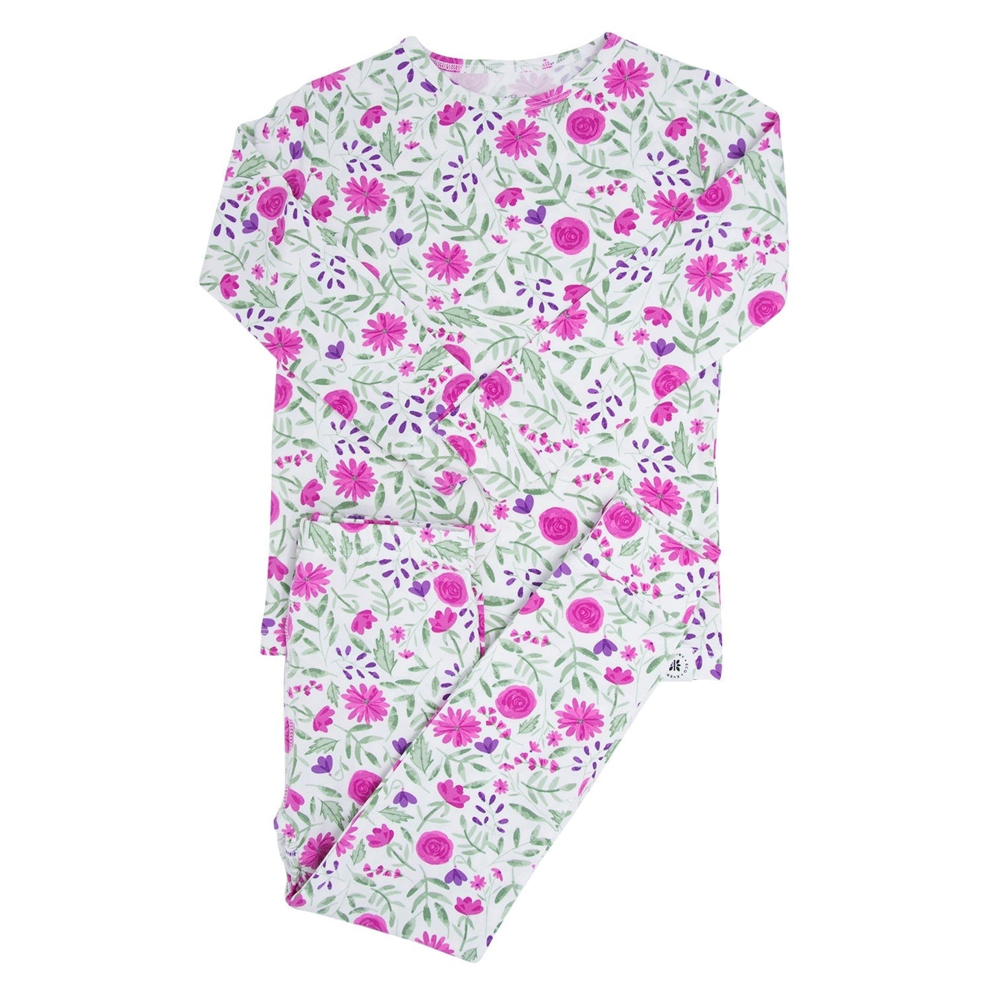 Conjunto de Pijama de Flores Moradas para Niña Mayor