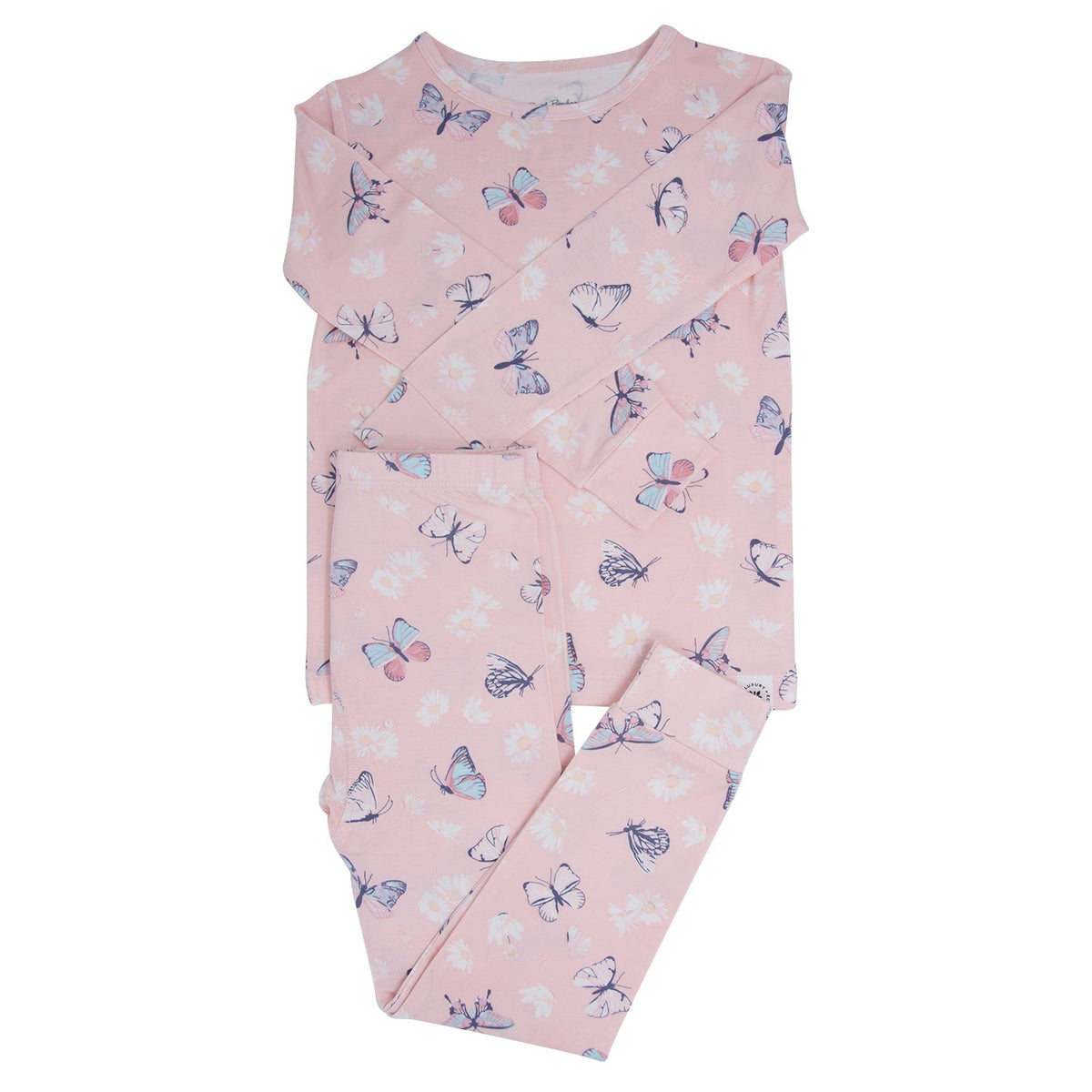 Pijama de mariposas rosadas, margaritas y bambú para niños grandes