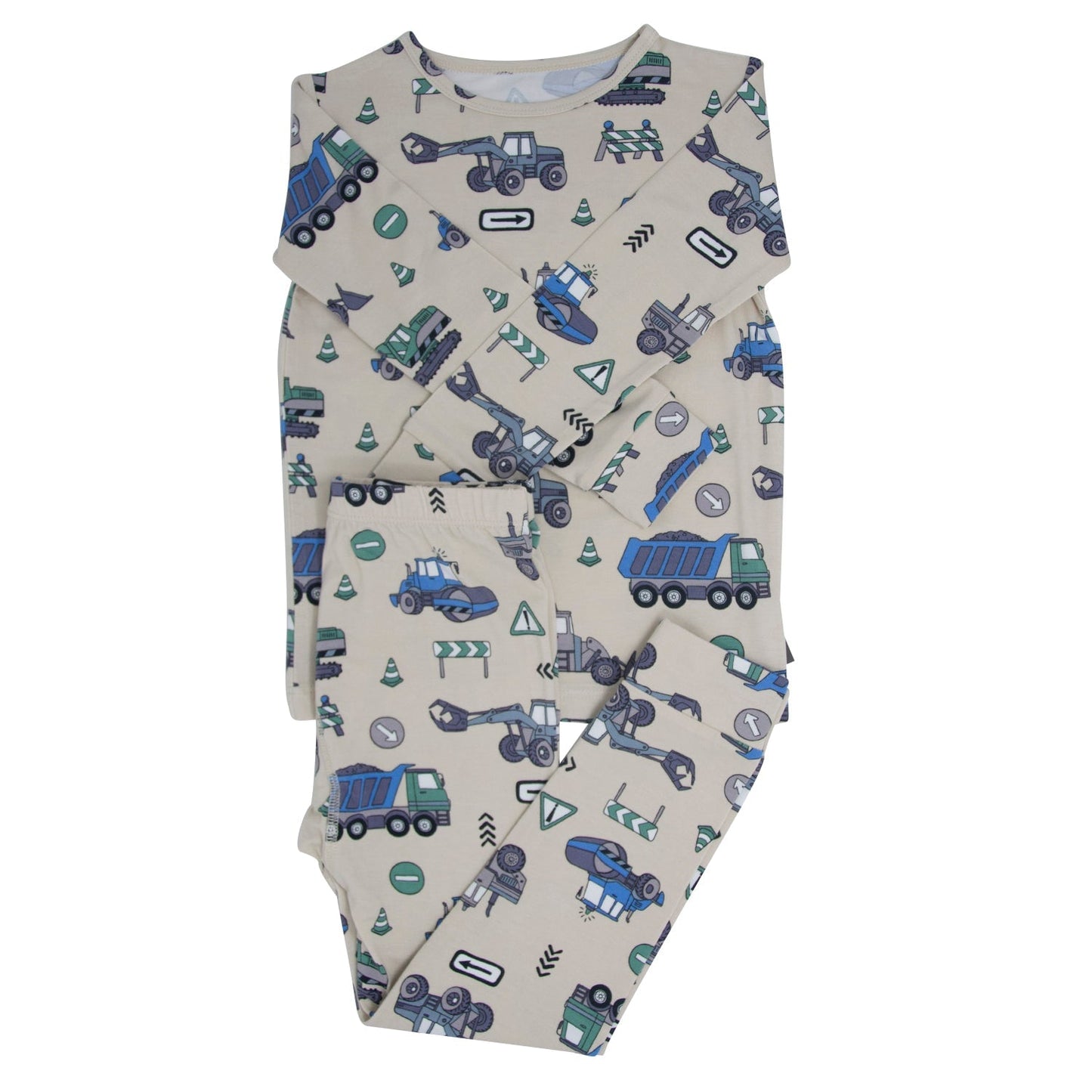 Pijama de niño grande con camiones y excavadoras de construcción