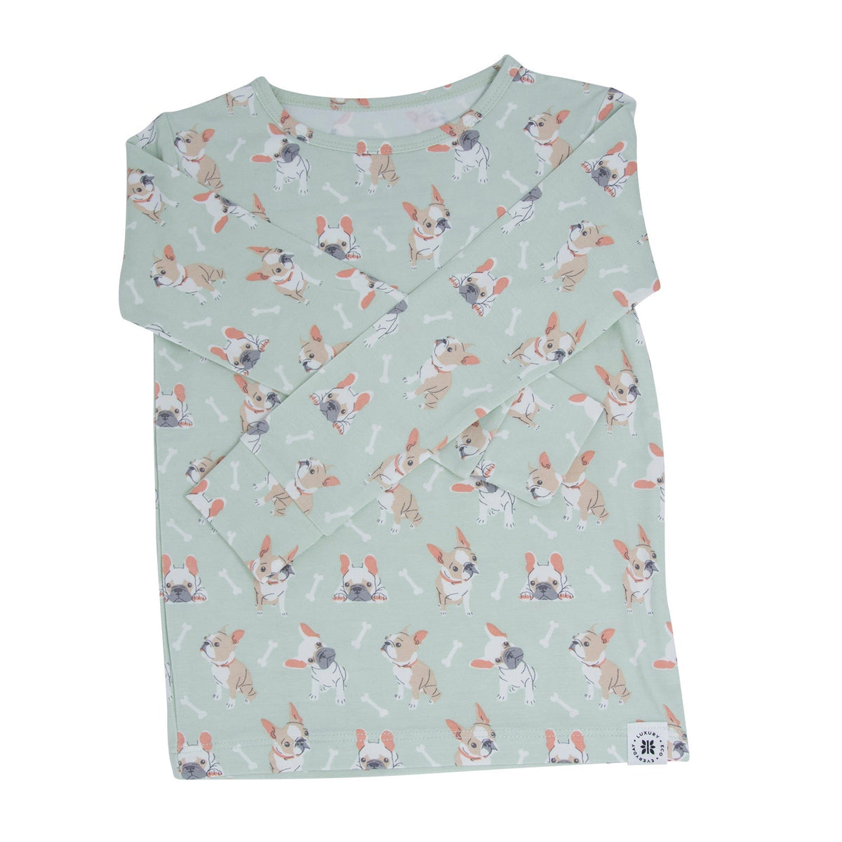 Pijama para niños grandes con estampado de cachorro bulldog francés menta