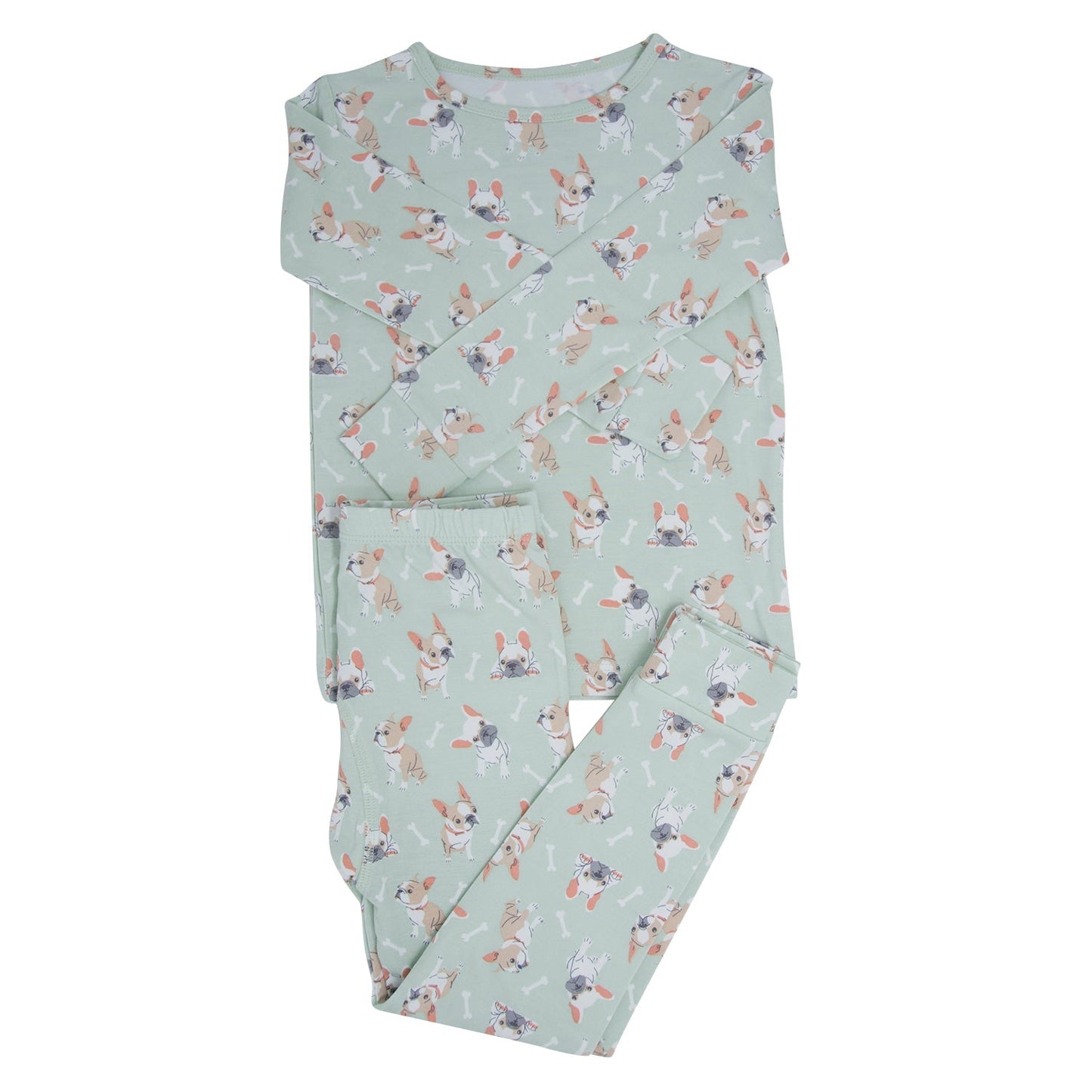 Pijama para niños grandes con estampado de cachorro bulldog francés menta