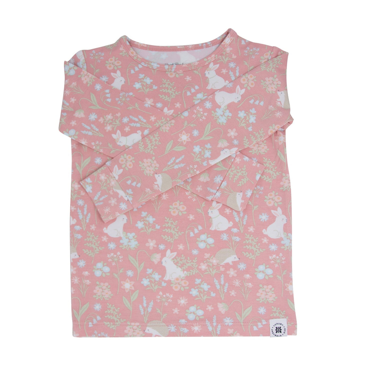 Conjunto de pijama de conejito rosa con flores para niños mayores