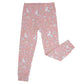 Conjunto de pijama de conejito rosa con flores para niños mayores