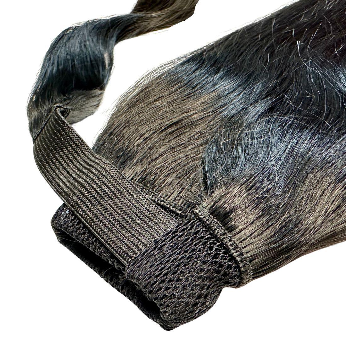 Extensiones de coleta de cabello humano 100% azabache