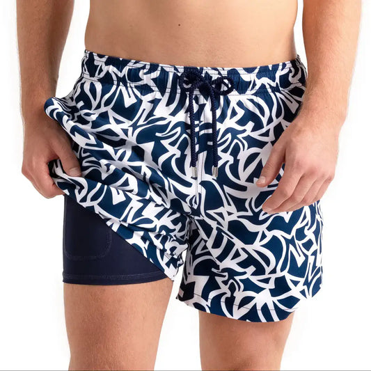 Bermuda híbrida Blue Freedom, traje de baño y pantalón corto de resort con forro de compresión