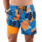 Blue Jungle Hybrid Short, Compression Lined Swim and Resort Trunk