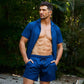 Blue Sapphire Men's Button Down Resort Shirt, Modern Fit