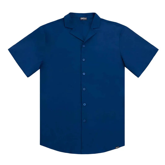 Camisa de resort con botones para hombre Blue Sapphire, corte moderno