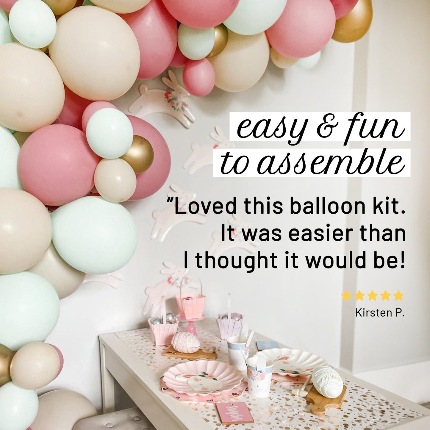 Kit de guirnalda de globos bohemios en rosa empolvado y verde